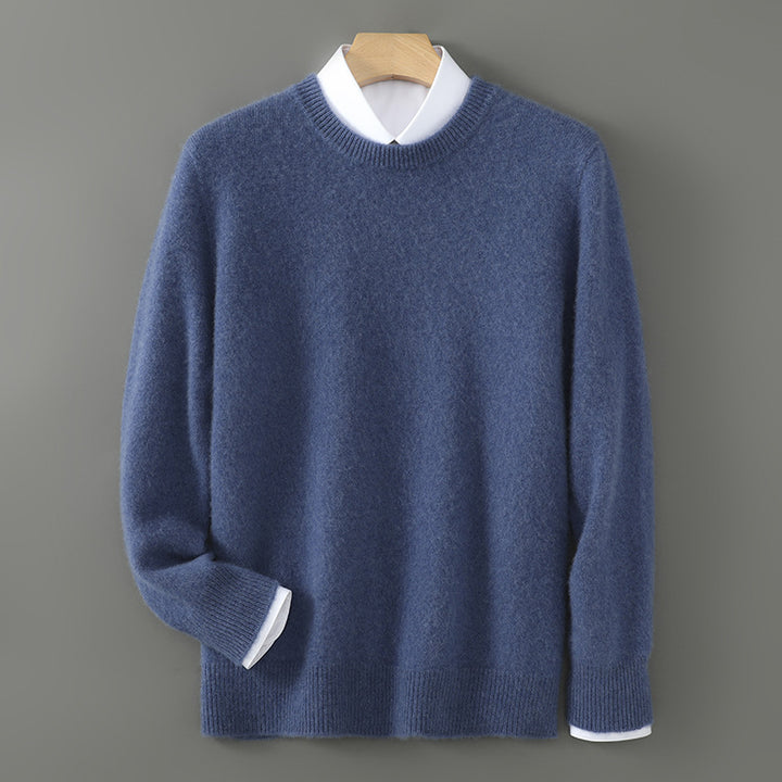 Men's Wool Sweater, Crew Neck, Solid Color, Business Casual