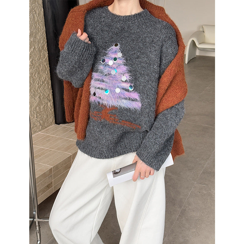Ladies Christmas sweater, sequin design, soft