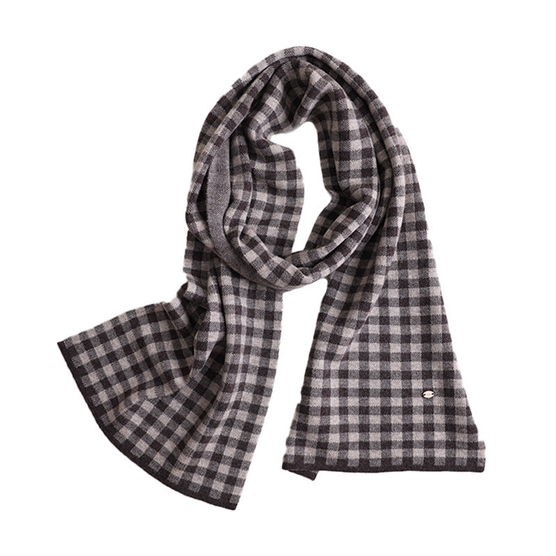 Merino wool scarf, checked, 100% wool