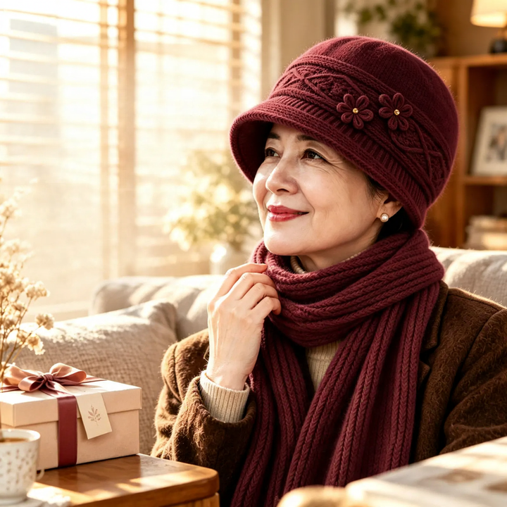 Knit Beanie and Scarf Set for Women