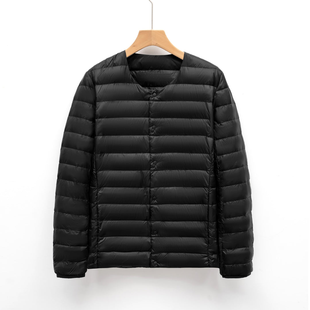 Light men's down jacket, round neck, thin