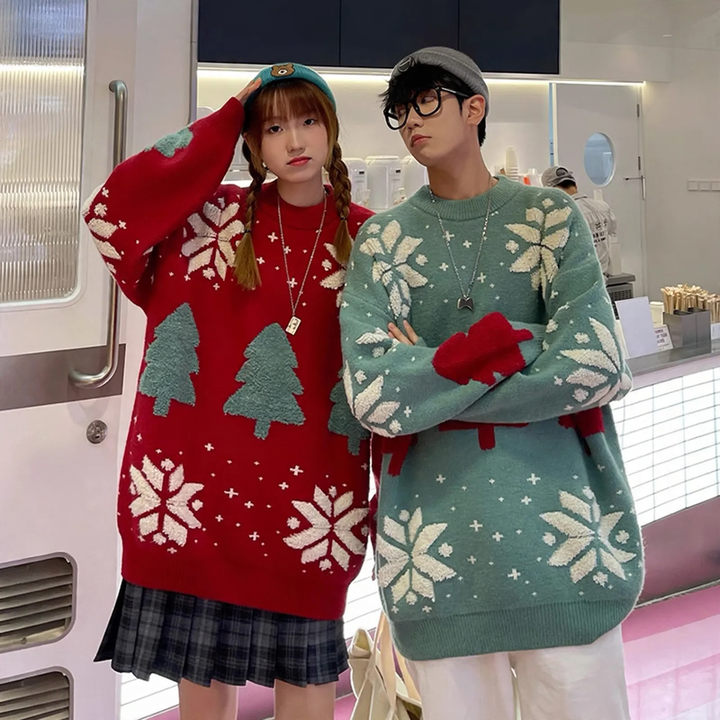 Christmas sweater with reindeer motif in oversized look