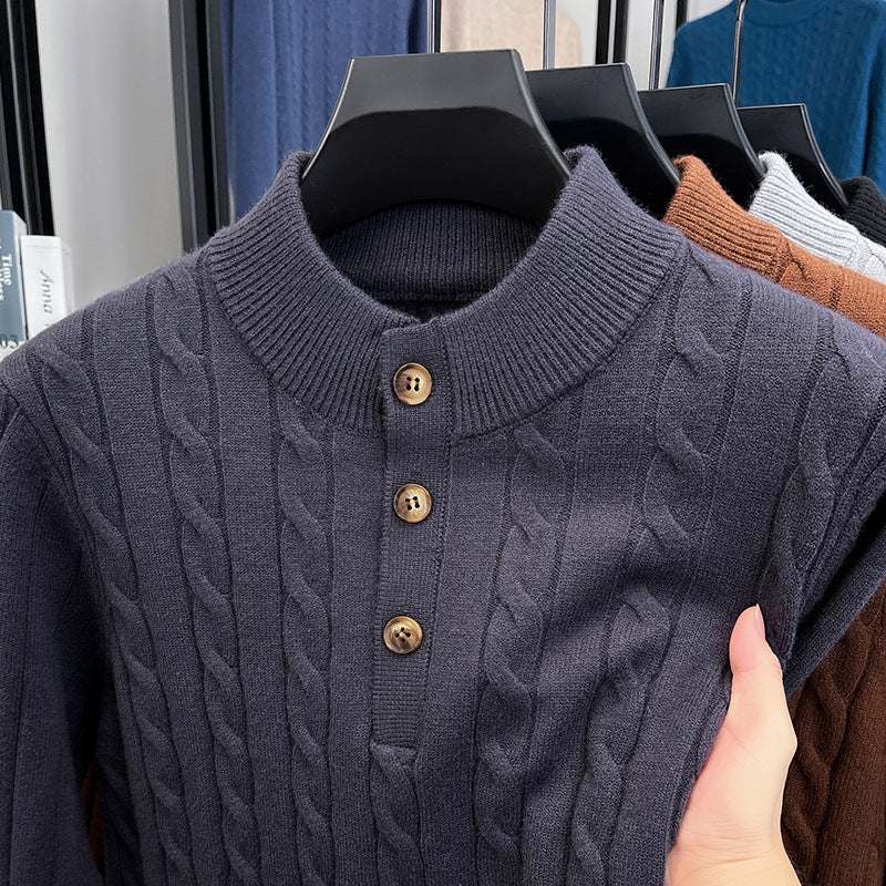 Heavy knit cardigan with textured pattern