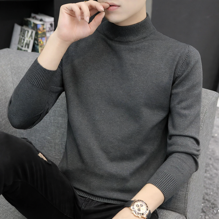 Men's knit sweater with half collar, heat insulating