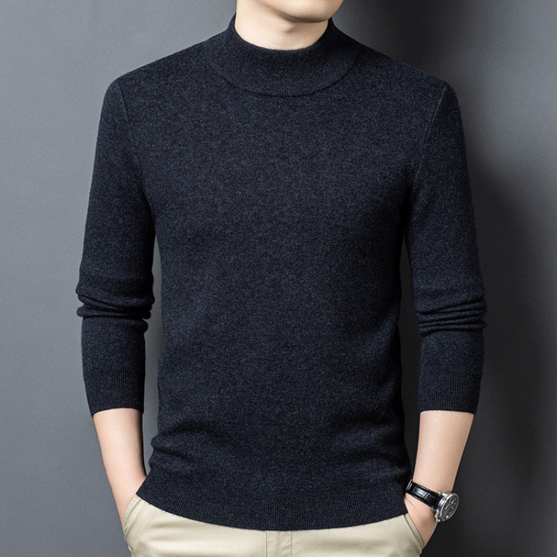 Fine-knit sweater with standing collar