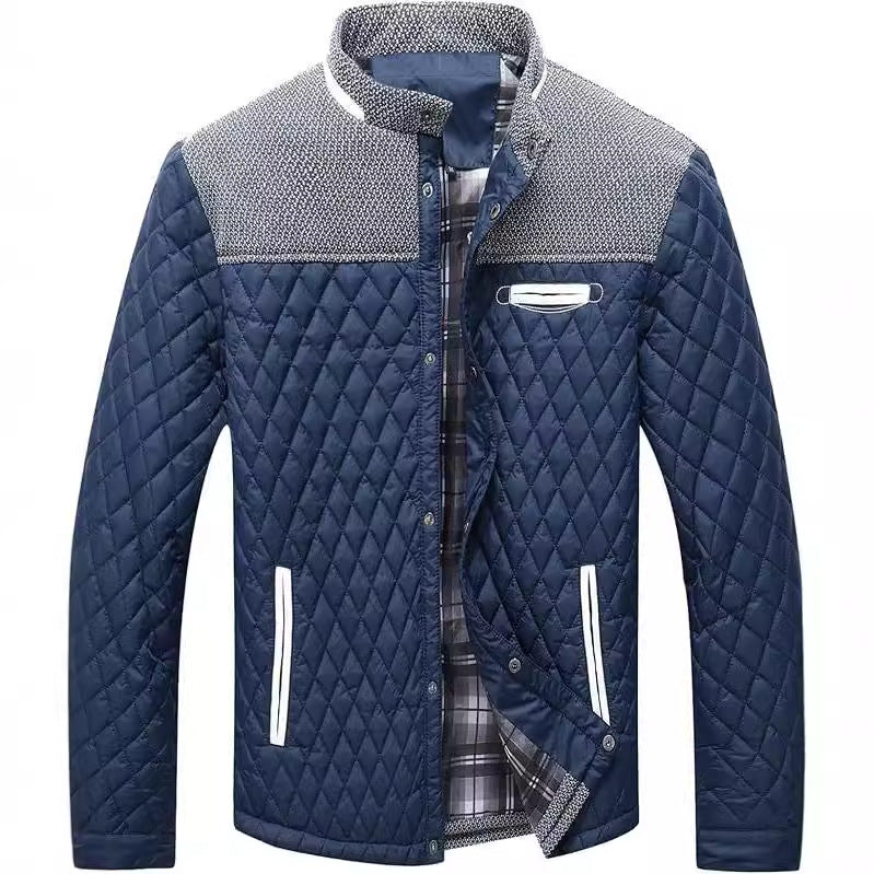 Men's quilted jacket, checkered, for leisure and sport
