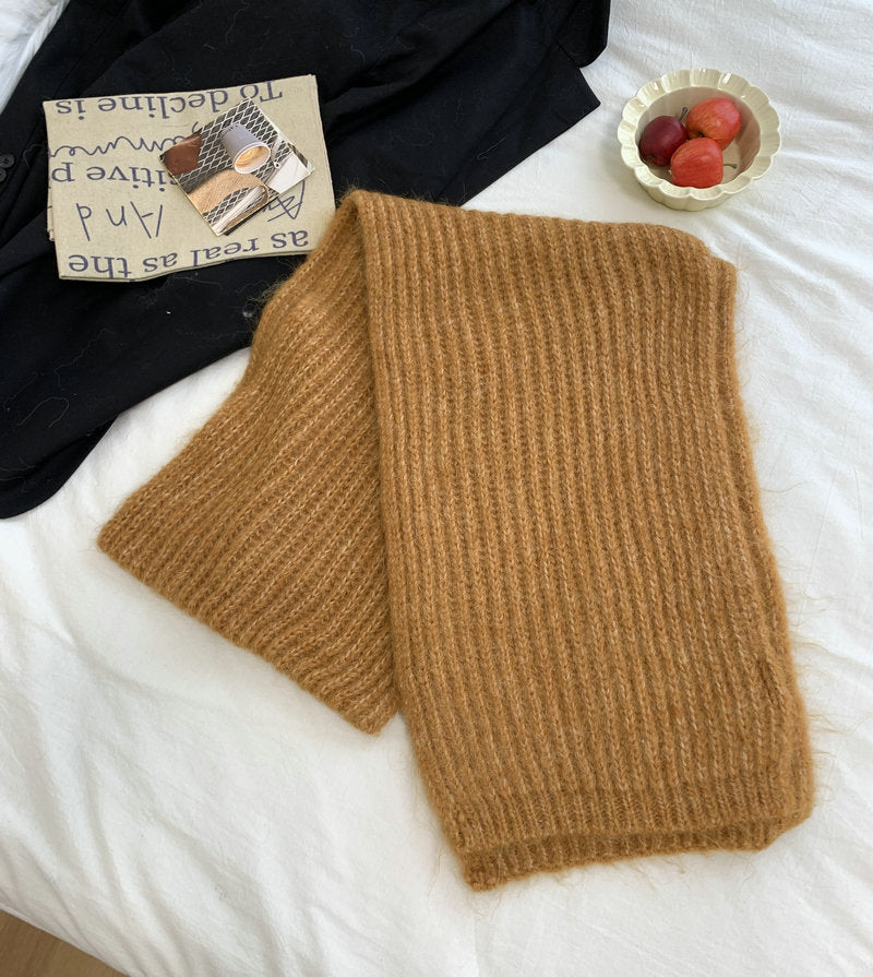 Soft Alpaca wool scarf, solid color, thick and versatile