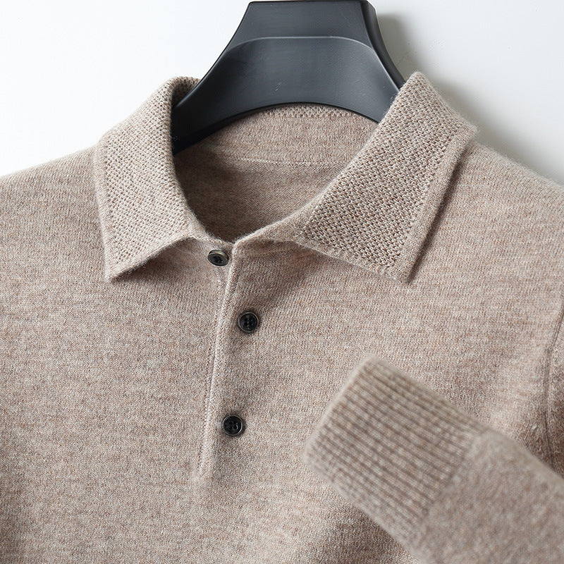 Men's Sweater, Polo Collar, Wool Cashmere, Business