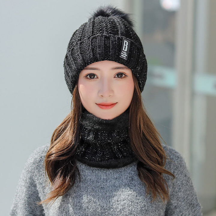Lined knit beanie and scarf set