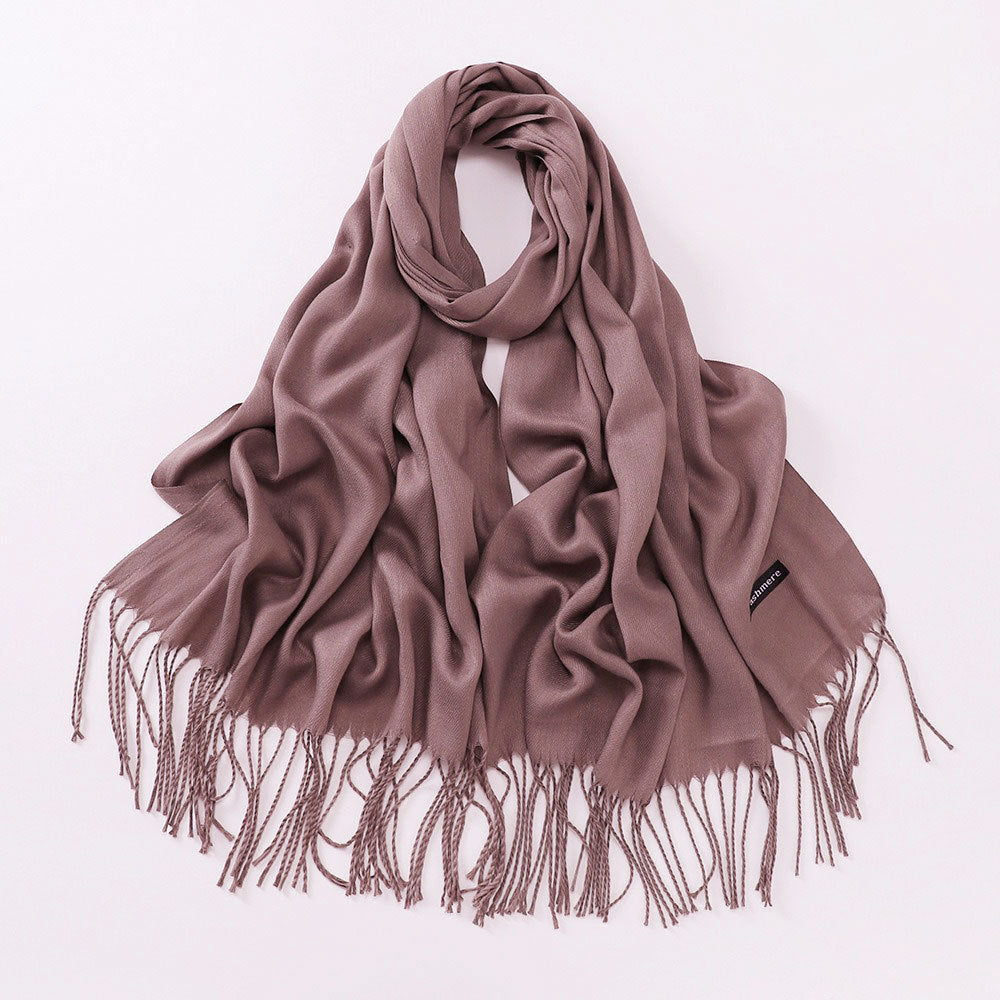 Solid colored scarf made of cashmere imitation with fringes, 200x70 cm