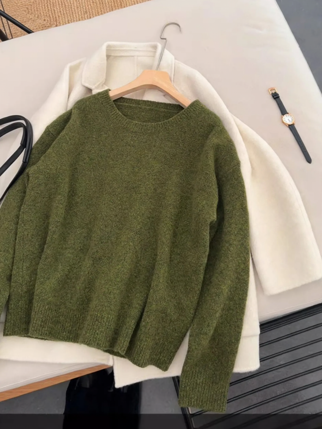 Vintage knit sweater in avocado green