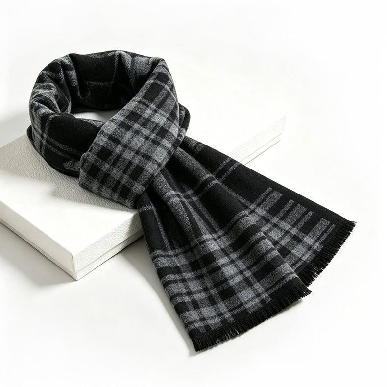 Checked scarf made of wool blend fabric