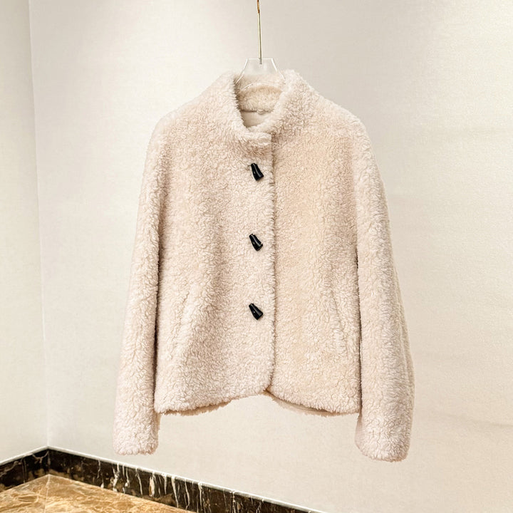Women’s shearling imitation jacket with stand-up collar