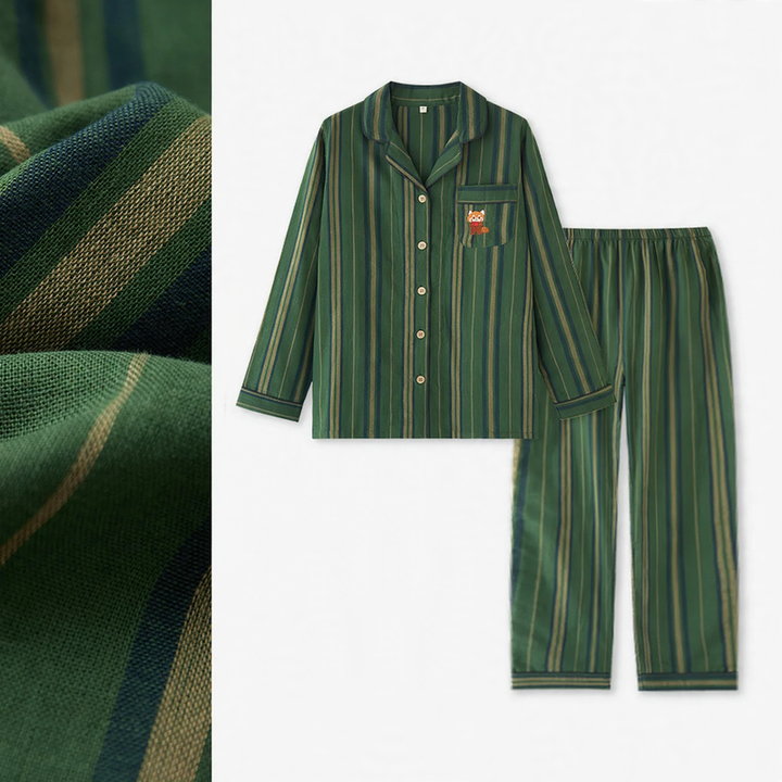Cotton Pajamas for Couples in Striped Design