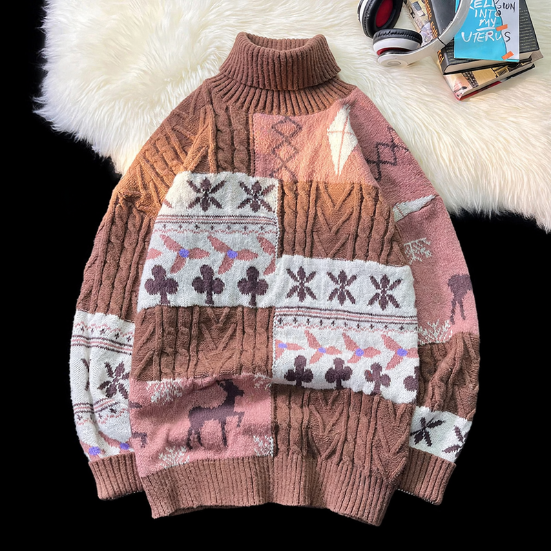 Padded turtleneck sweater in retro style