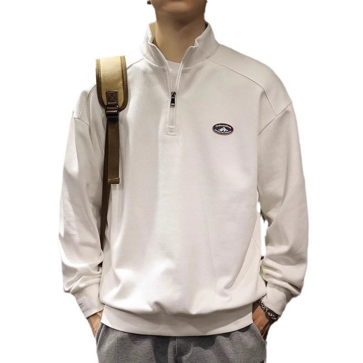 Men's sweatshirt with half zipper and stand-up collar
