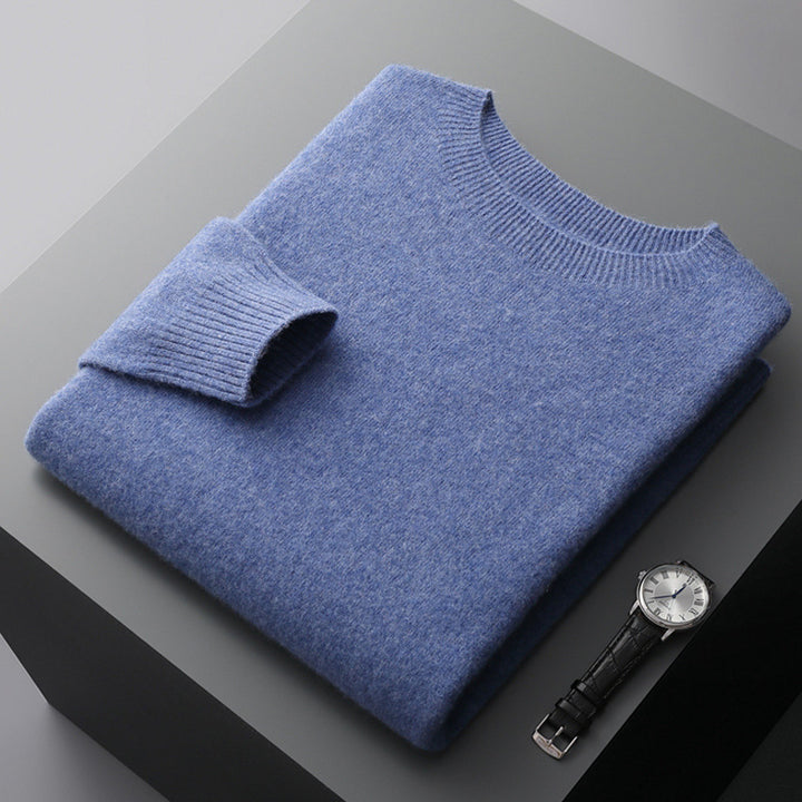 Men's wool sweater with stand-up collar