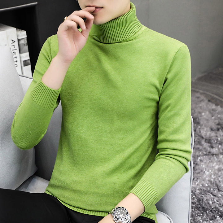 Men's turtleneck sweater, slim fit, solid color
