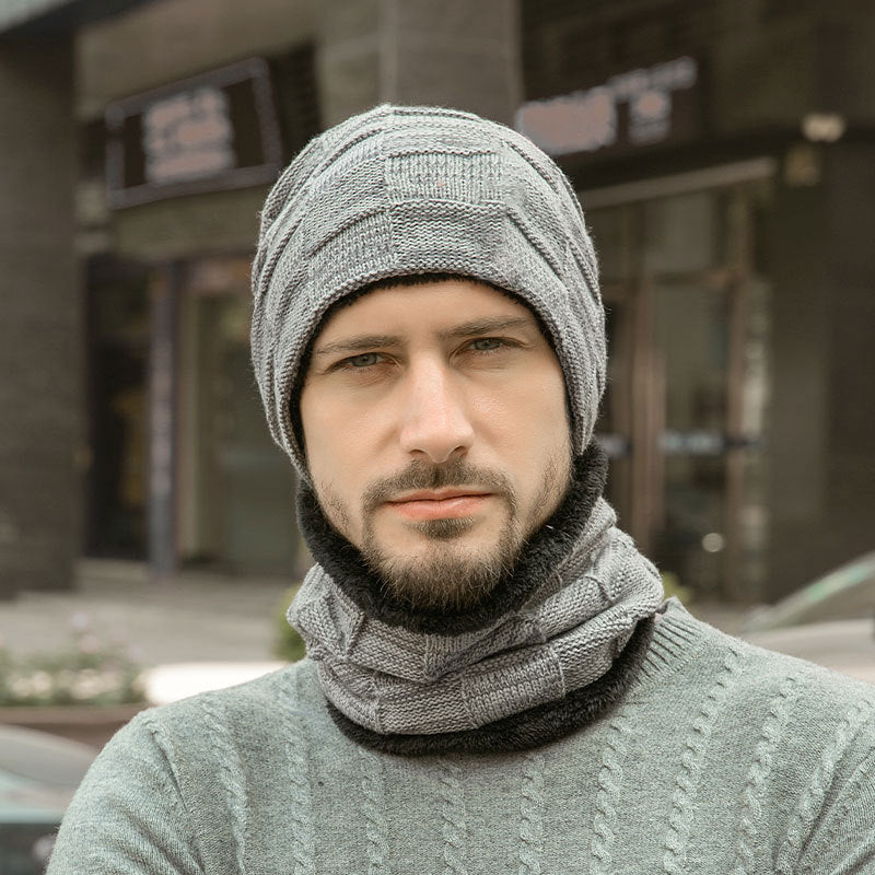Winter knitted hat and scarf set, lined, 9507