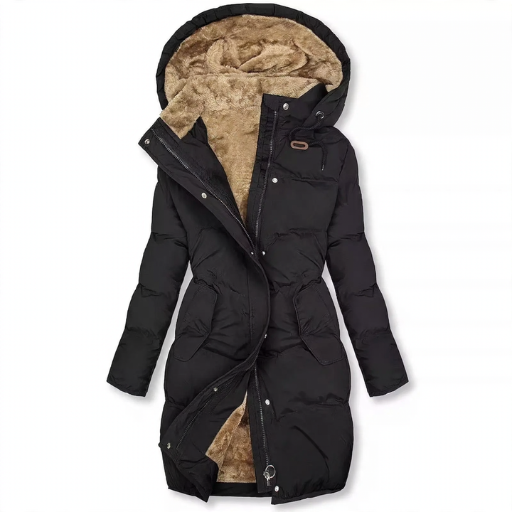 Fleece-lined women's jacket with fur collar