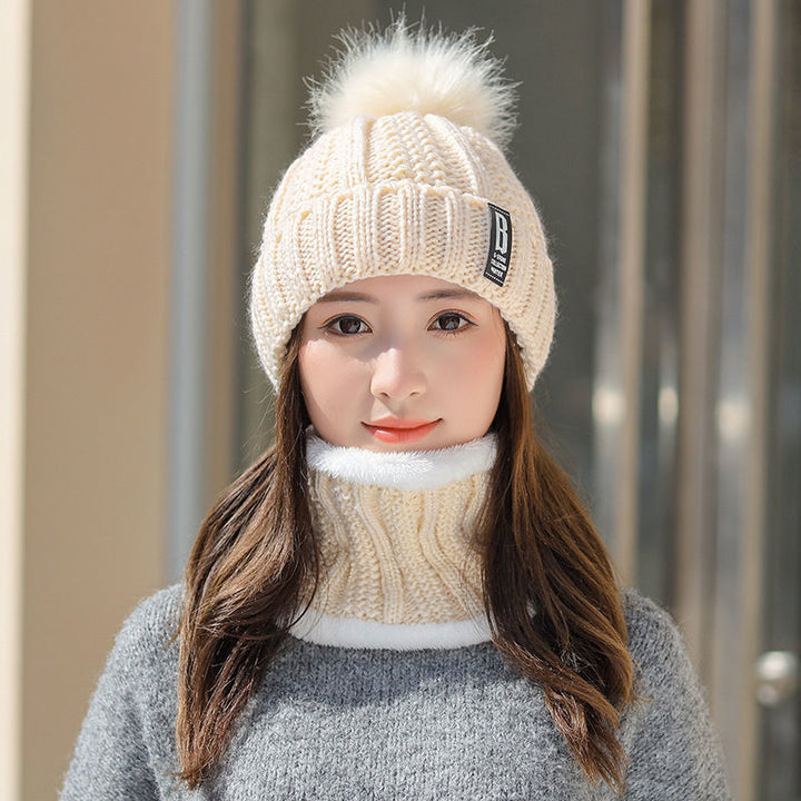Lined knit beanie and scarf set