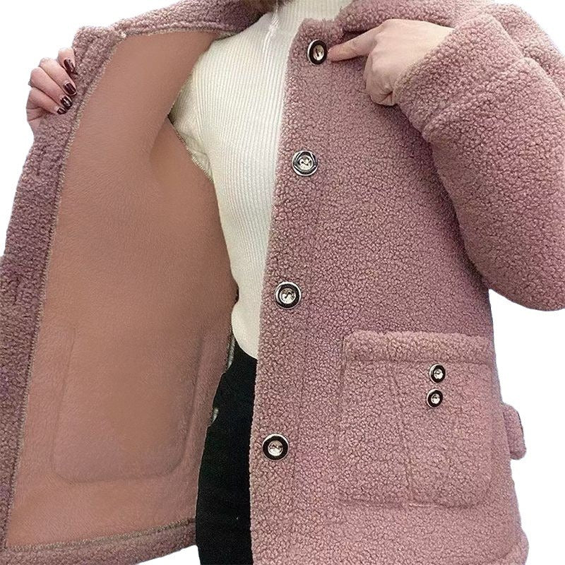 Fleece-lined women's jacket in teddy look