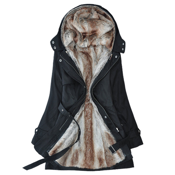 Padded parka with faux fur collar and hood