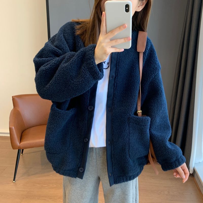 Warm Teddy fleece Jacket in Baseball Style