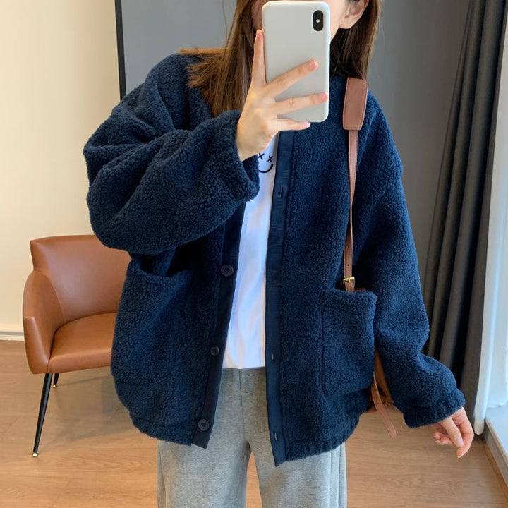Warm Teddy fleece Jacket in Baseball Style