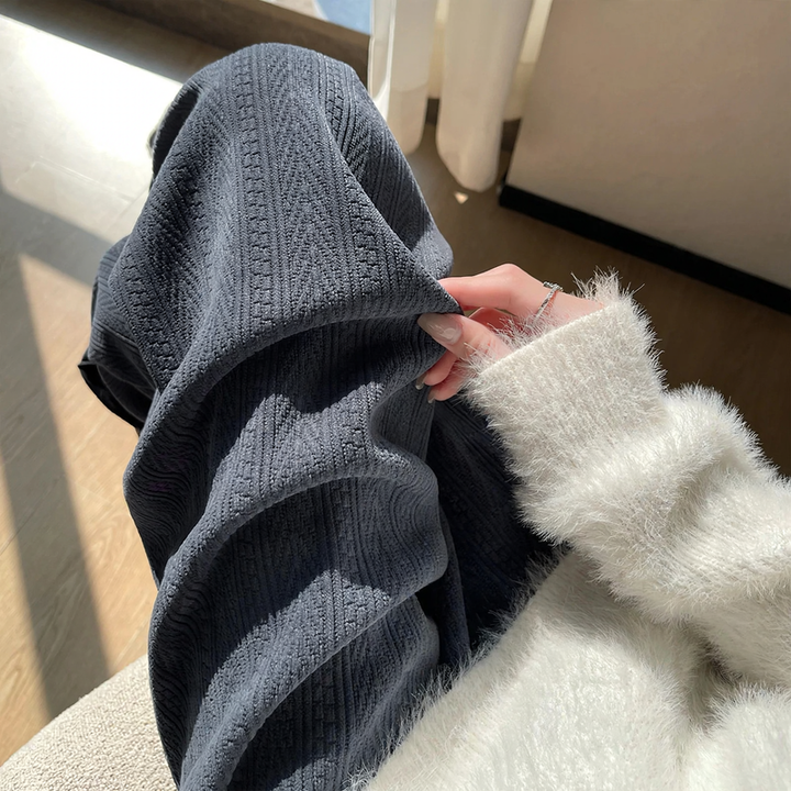 Padded cord wide trousers, loose fit