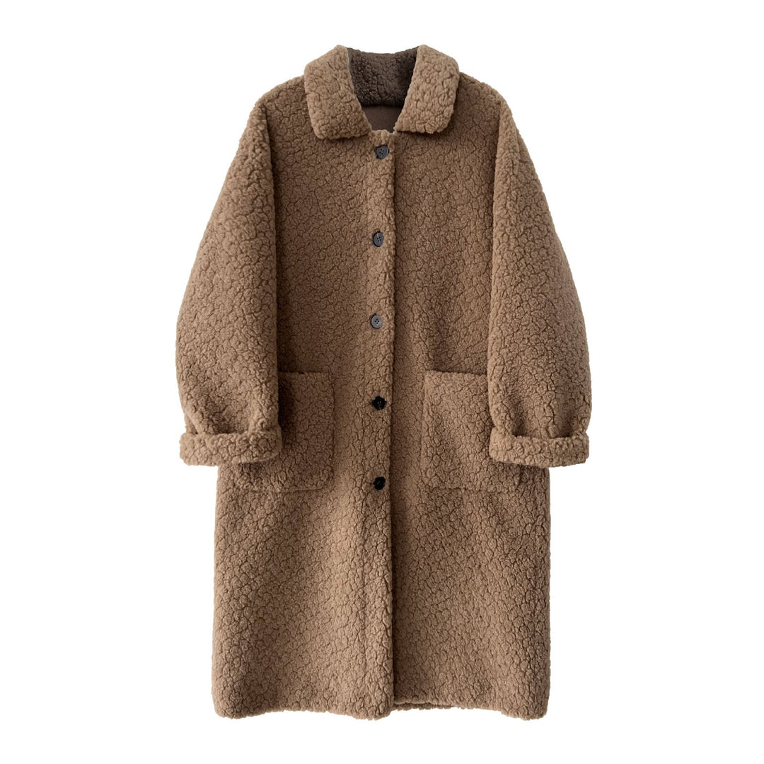 Long Women's Sheepskin Coat, Korean Style
