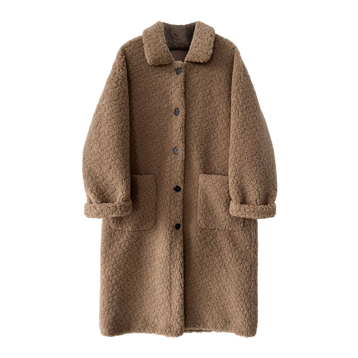 Long Women's Sheepskin Coat, Korean Style