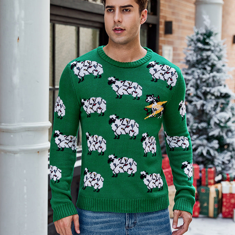Men's knitted pullover with animal motif