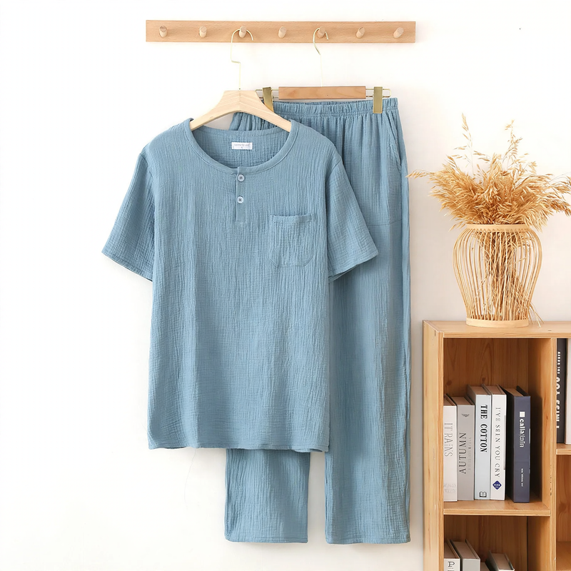 Men's pajamas made of double-layered muslin