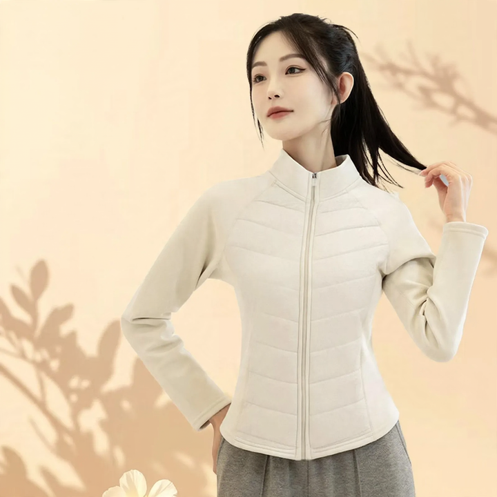 Women's quilted jacket with stand-up collar and graphene inner lining