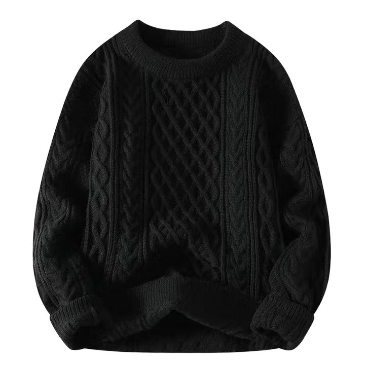 Coarse knit pullover with cable pattern for men