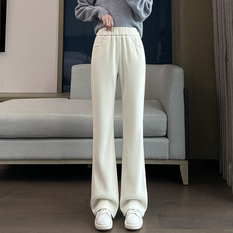 Women's corduroy flared pants, lined, autumn and winter