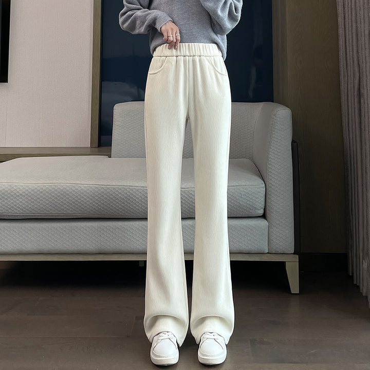 Women's corduroy flared pants, lined, autumn and winter
