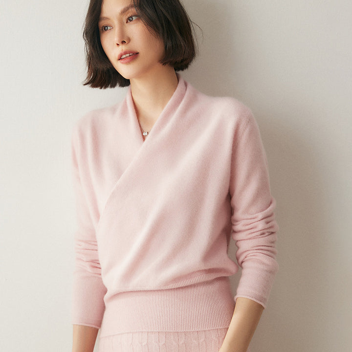 Women's knit sweater with V-neck