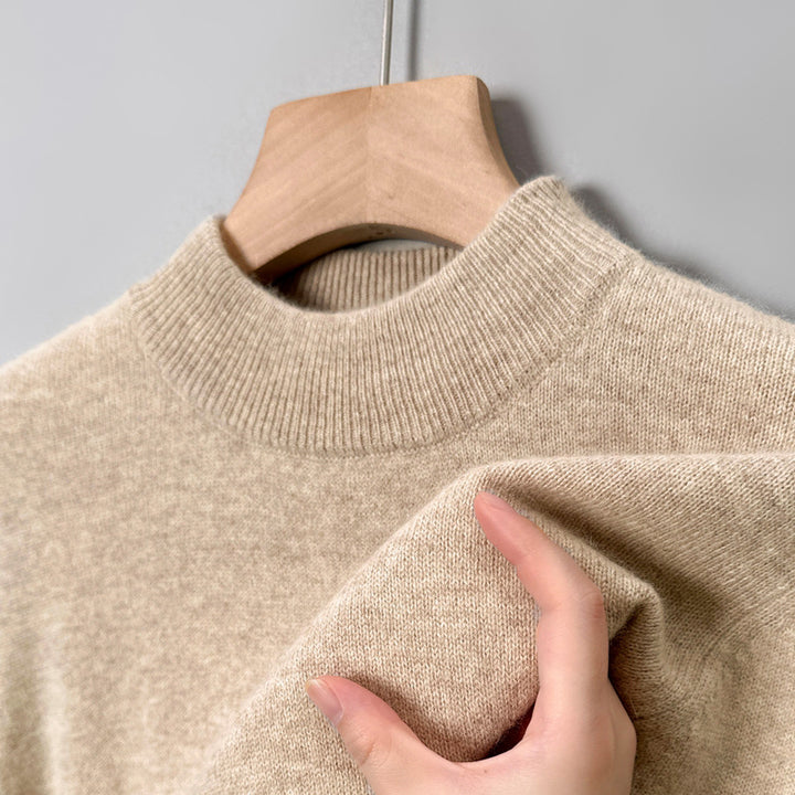 Men's knit sweater with stand-up collar, long-sleeved