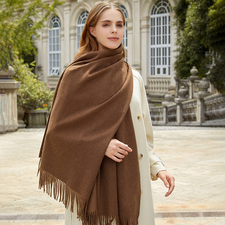 Solid color wool scarf, wearable as a scarf or stole