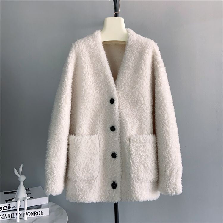 Women's faux sheepskin coat, lined