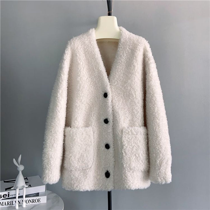 Women's faux sheepskin coat, lined
