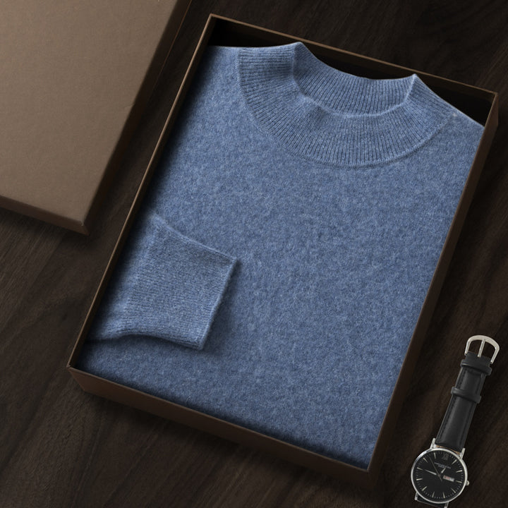 Men's Cashmere Sweater, Stand-Up Collar, Thin