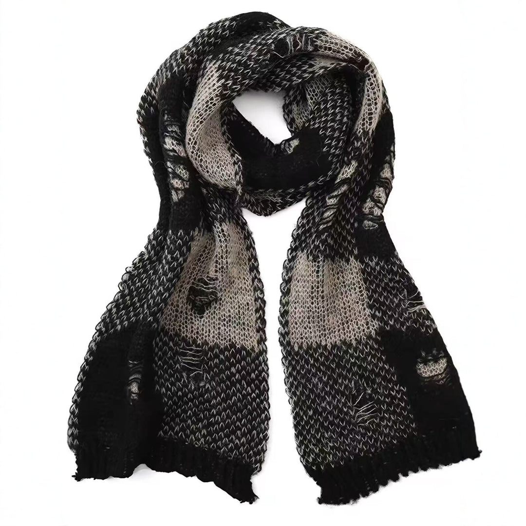 Checked knitted scarf in used look, 165 cm