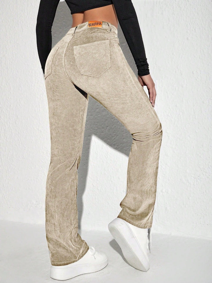 Cord flared pants with high waist