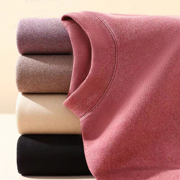 Thermal underwear set with stand-up collar, lined