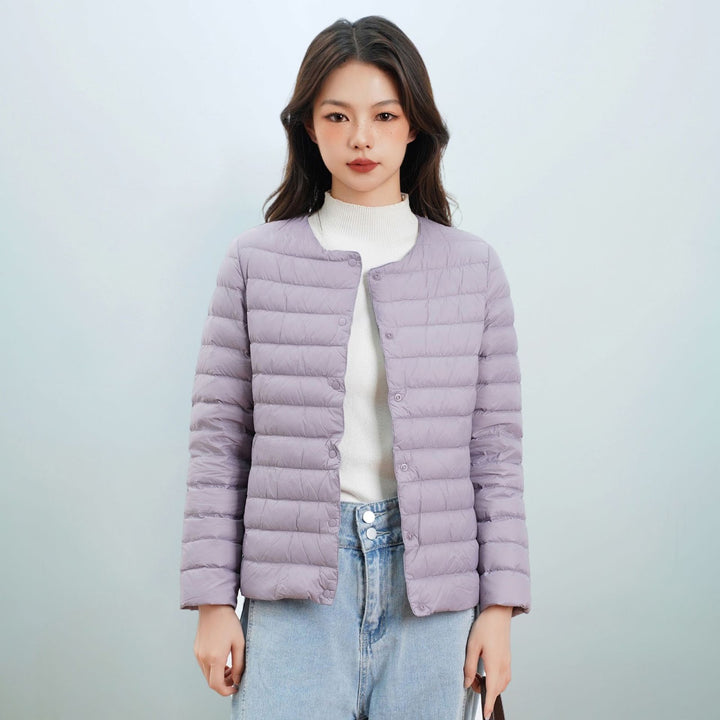 Light women's down jacket, simple design