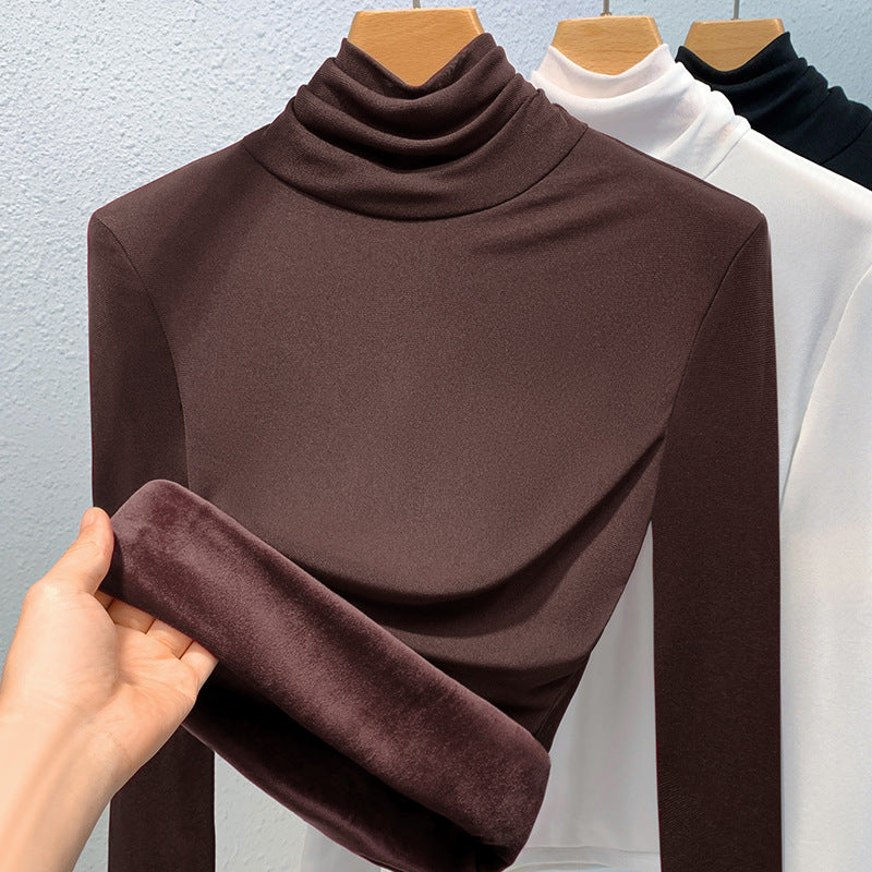 Women's turtleneck top, mesh fabric, lined