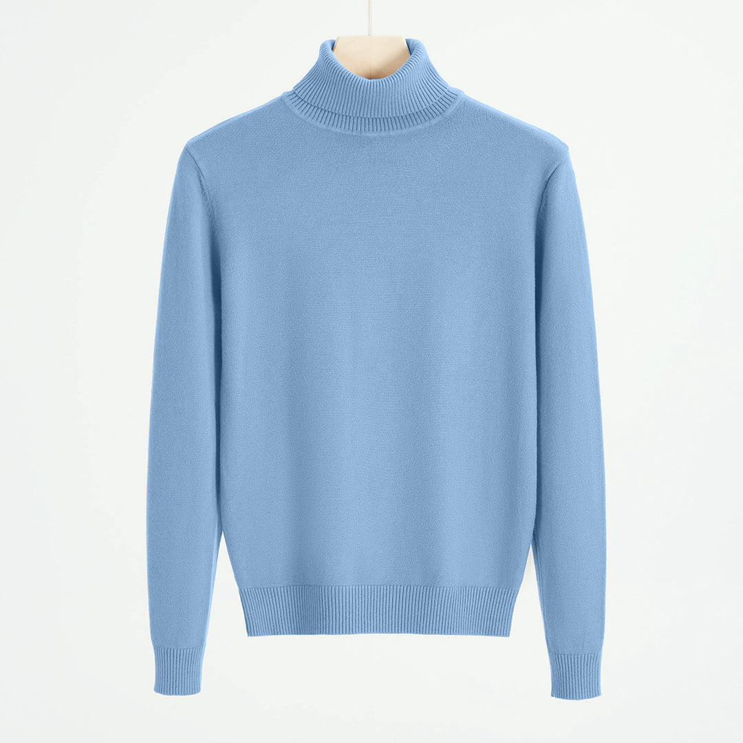 Men's knit sweater with turtleneck, warm
